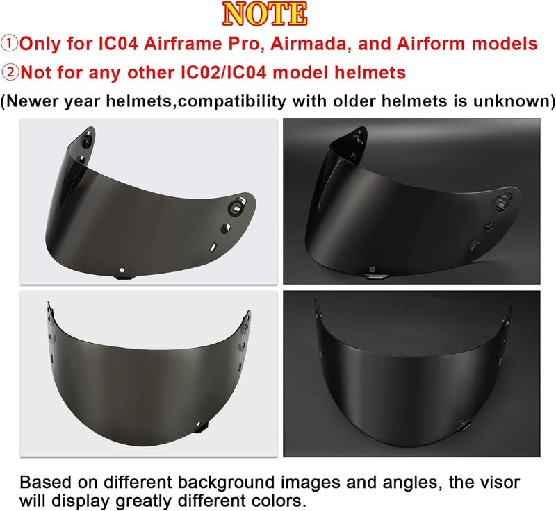 psler Icon Ic04 Visor - Icon Ic-04 Airframe Pro/Airmada/Airform Visor Motorcycle Helmet Tinted Visor UV Protection Face Shield Replacement for Ic04,Deep Smoke - Image 3